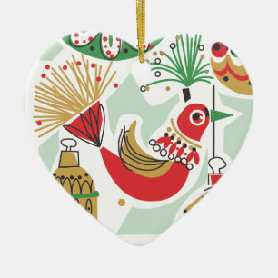 Retro Vogel-Weihnachtsverzierung Keramik Ornament