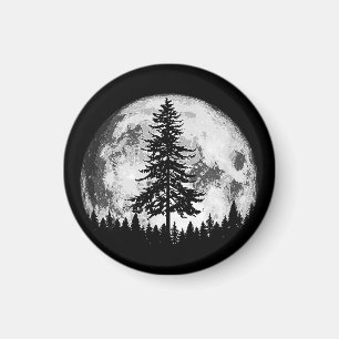 Retro Vollmond & Minimalistischer Pine Tree Vintag Magnet