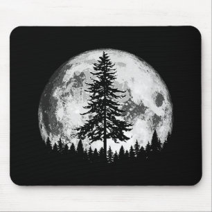 Retro Vollmond & Minimalistischer Pine Tree Vintag Mousepad
