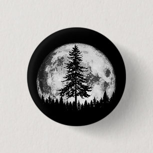 Retro Vollmond & minimalistischer Tannenbaum Vinta Button