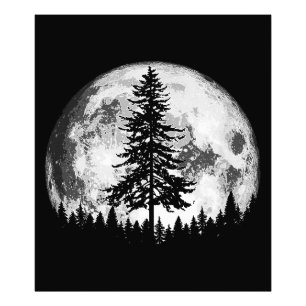 Retro Vollmond & minimalistischer Tannenbaum Vinta Fotodruck