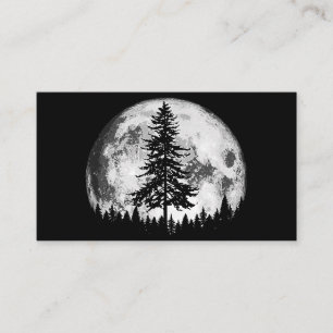 Retro Vollmond & minimalistischer Tannenbaum Vinta Visitenkarte