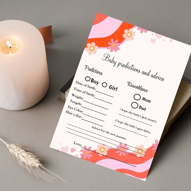 Retro-Vorhersagen & Ratschläge Baby-Duschgame-Kart Einladung (Von Creator hochgeladen)