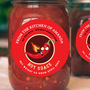Retro-Vorlage für selbstgemachte Hot-Sauce-Etikett Runder Aufkleber