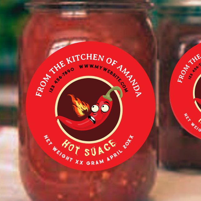 Retro-Vorlage für selbstgemachte Hot-Sauce-Etikett Runder Aufkleber (Von Creator hochgeladen)