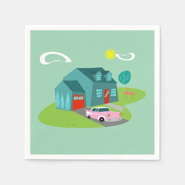 Retro Vorurban House Paper Napkins Serviette (Vorderseite)