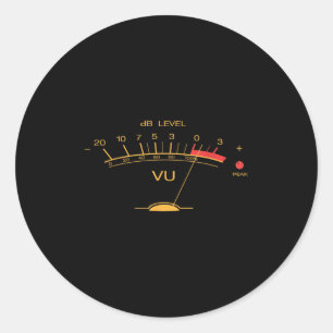 Retro Vu Meter Vintager Audio Engineer Recording M Runder Aufkleber