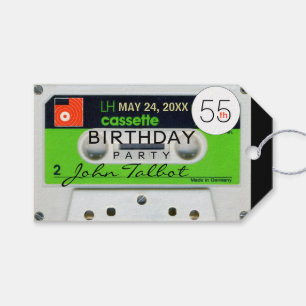 Retro W Audiotape 55. Geburtstag Vielen Dank, Tag  Geschenkanhänger