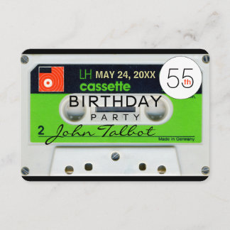 Retro W Audiotape 55. Geburtstagsparty Einladung