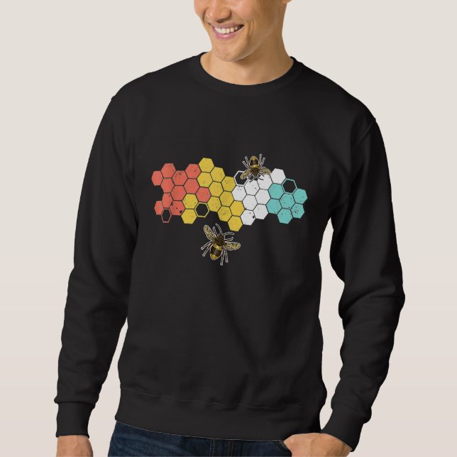 Retro-Waben-Imker-Design für Biene Sweatshirt (Vorderseite)