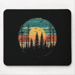 Retro-Wald-Bäume-Draußen-Natur-Frauen-Männer-Vinta Mousepad