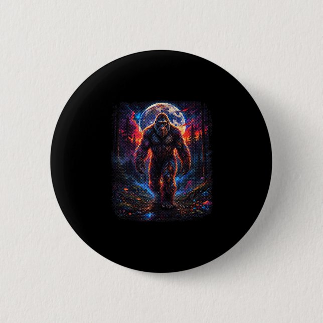 Retro-Wald-Sasquatch-Bigfoot-Wandern-Natur Button (Vorderseite)