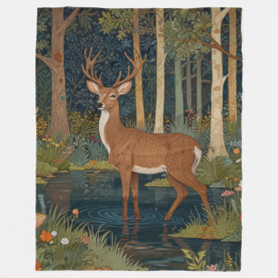 Retro Waldhirsch Fleecedecke