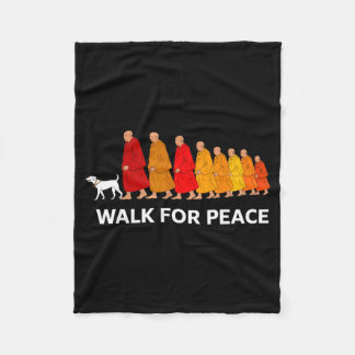 Retro walk for peace monks with aloka dog fleecedecke