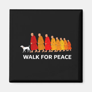 Retro walk for peace monks with aloka dog magnet
