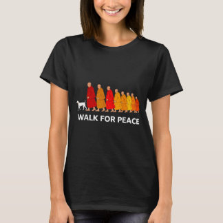 Retro walk for peace monks with aloka dog T-Shirt