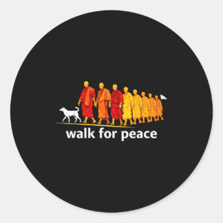 Retro walk for peace runder aufkleber