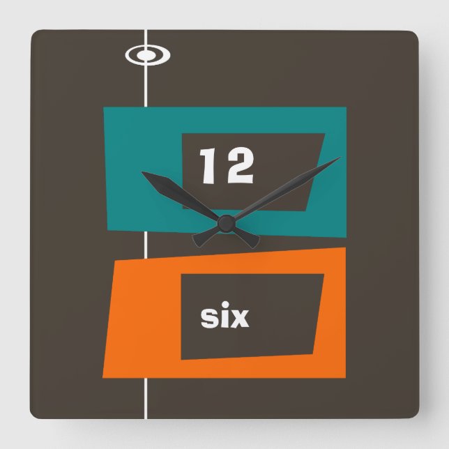 Retro Wall Clock - veränderbare Hintergrundfarbe! Quadratische Wanduhr (Vorderseite)