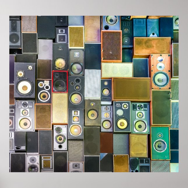 Retro Wall-Hung: Design Vintager Lautsprecher Poster (Vorne)