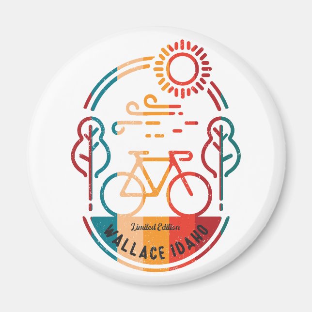 Retro Wallance Idaho Radweg. Magnet (Vorne)