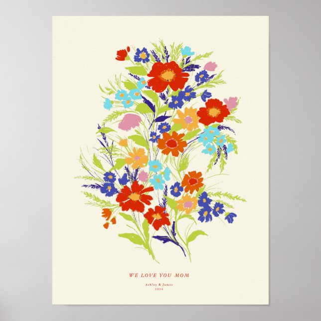 Retro Wallpaper Wildflower Poster (Vorne)