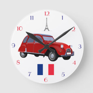 Retro Wand-Uhr Citroen 2CV Runde Wanduhr