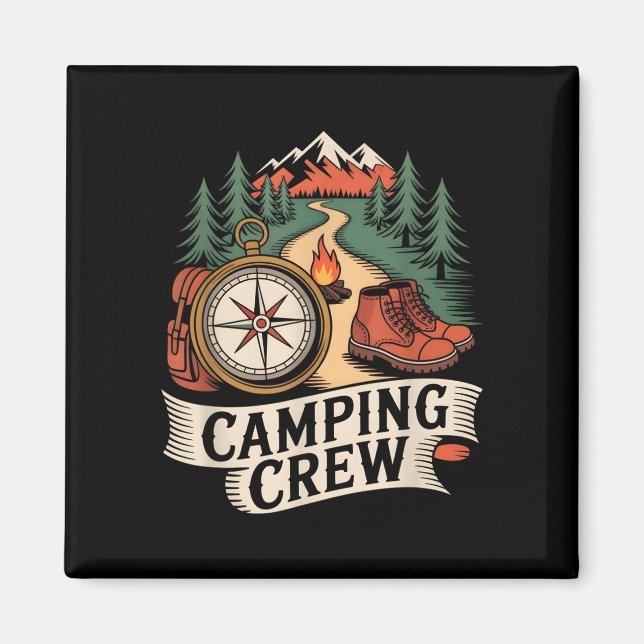 Retro-Wander-Camping-Crew Outdoor-Teamleiter Magnet (Vorne)