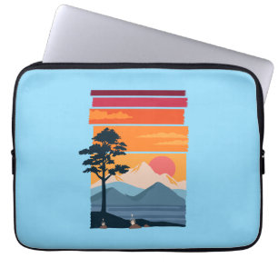 Retro-Wanderlust-Sonnenuntergang-Berg-Naturschönhe Laptopschutzhülle