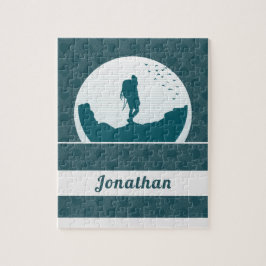 Retro Wandern Camping Landschaft Individuelle Name Puzzle