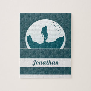 Retro Wandern Camping Landschaft Individuelle Name Puzzle