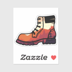 Retro Wanderschuhlandschaft - Wilderness Sonnenunt Aufkleber