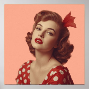 Retro-Wandkunstplakat Pin-Up-Girl aus den 1950er J Poster