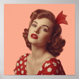 Retro-Wandkunstplakat Pin-Up-Girl aus den 1950er J Poster