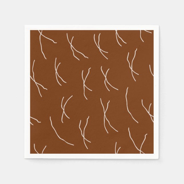 Retro Warm Abstract Dashes | Dark Brown Serviette (Vorderseite)