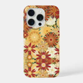 Retro-Warm-Blumenmuster-Handyhülle iPhone 15 Pro Hülle