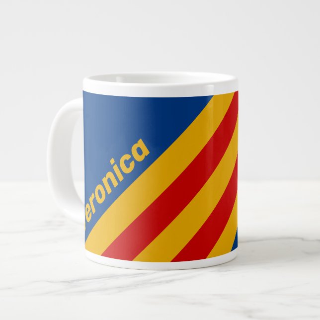Retro Warmhearted Stripes with Name Jumbo-Tasse (Vorderseite Links)