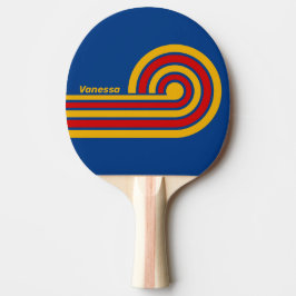 Retro Warmherzige Curl-Streifen mit Namen Tischtennis Schläger