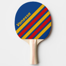 Retro Warmherzige Gewellte Streifen mit Namen Tischtennis Schläger
