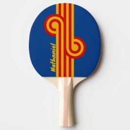Retro Warmherzige Streifenschleife mit Namen Tischtennis Schläger