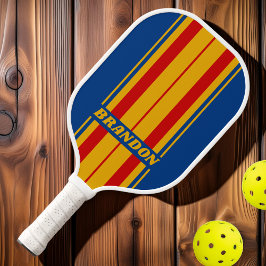 Retro Warmherzige Tafelstreifen mit Namen Pickleball Schläger