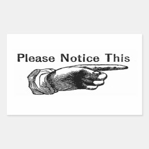 Retro-Warnschild: Hand zeigt mit Finger auf eine N Rechteckiger Aufkleber
