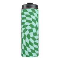 Retro Warped Blue Green Karos Checked