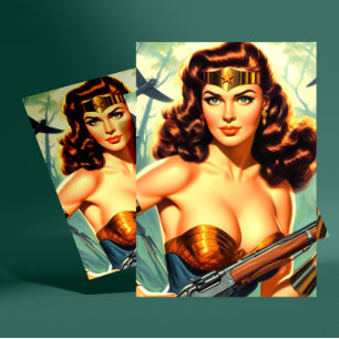 Retro Warrior Woman Postkarte