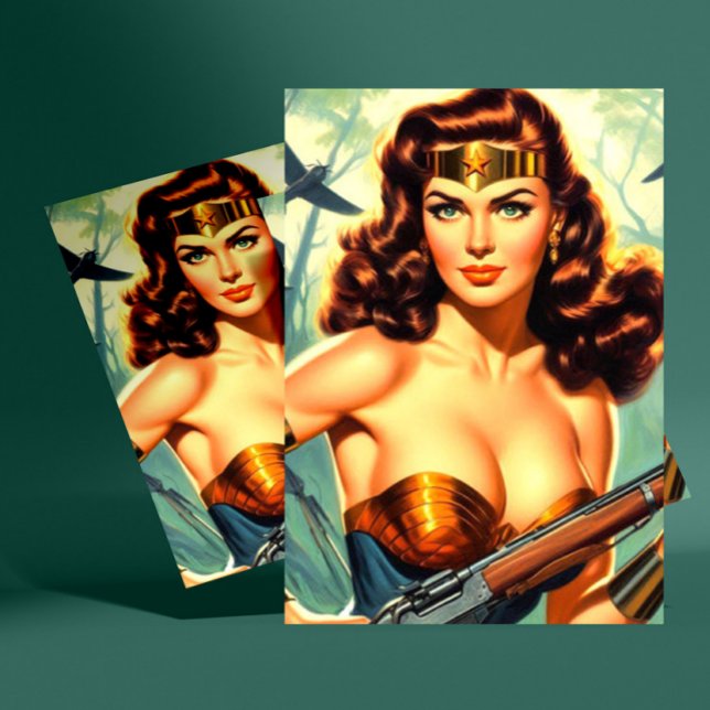 Retro Warrior Woman Postkarte (Von Creator hochgeladen)