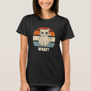 Retro Was Katze Messer Miauen Kätzchen Lustige Kat T-Shirt