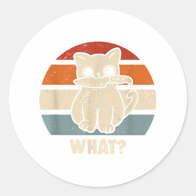 Retro, was Katzenmesser bedeuten, dass Kätzchen Ma Runder Aufkleber (Vorderseite)