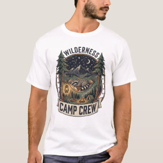 Retro-Waschbär-Camping-Hängematte Wilderness Camp T-Shirt