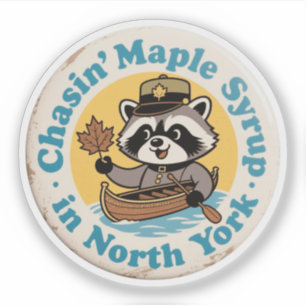 Retro-Waschbär-Kanu North York Aufkleber