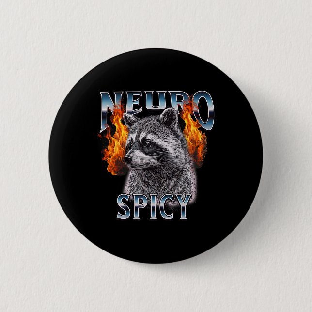 Retro Waschbär Neuro Scharf Neurotypisch Neurodive Button (Vorderseite)