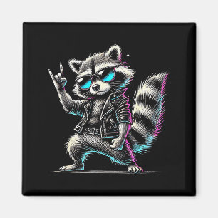 Retro-Waschbär-Rock-Musik Lustiges Geschenk für Mä Magnet